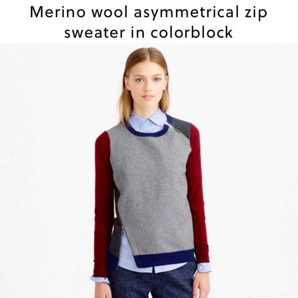 J. Crew Wool Asymmetrical Zip Sweater
