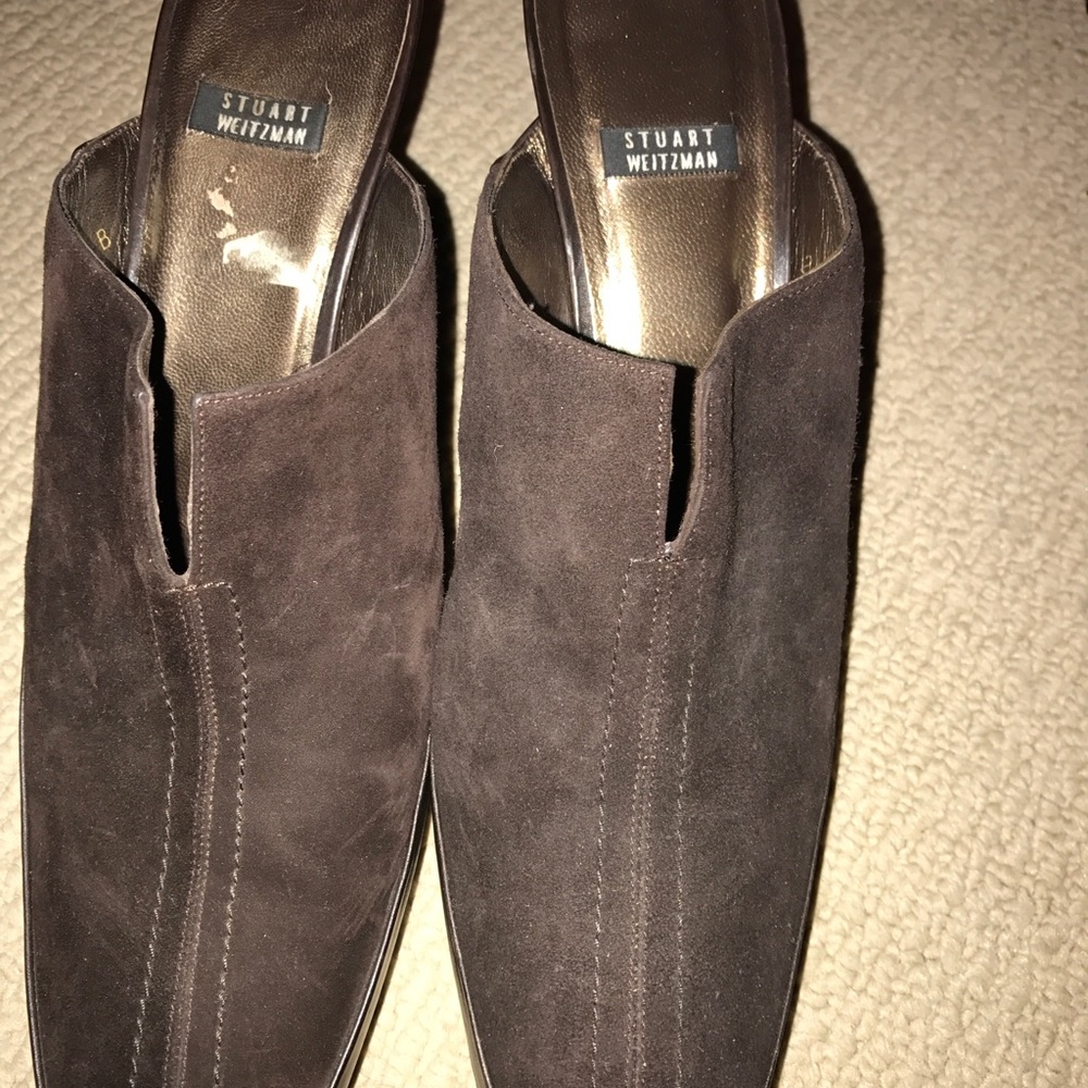 Stuart Weitzman Brown Suede platform Mule