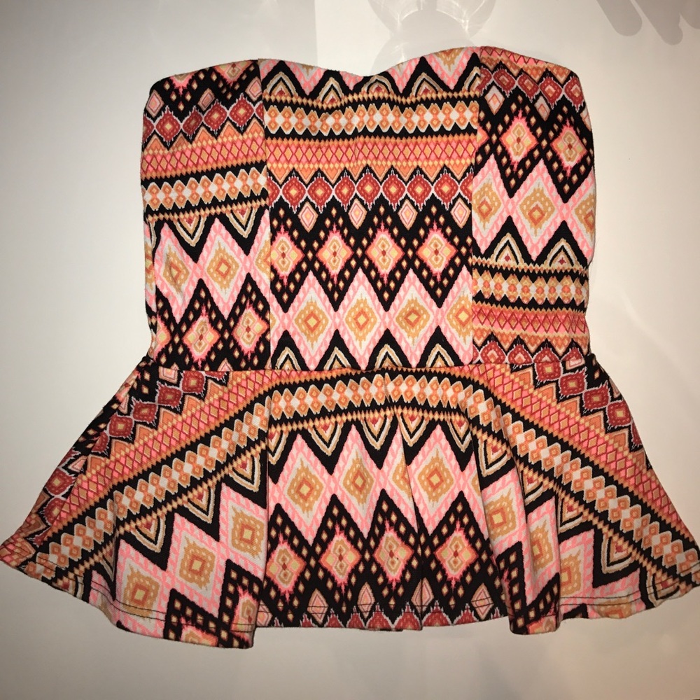 Strapless peplum top