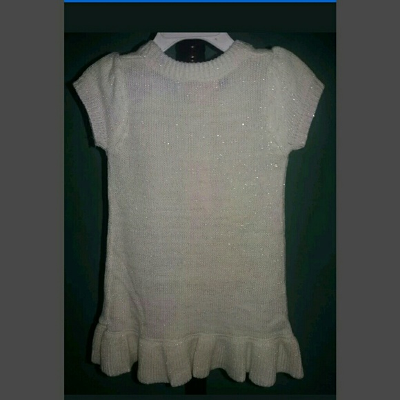 pink angel Girls Sweater Dress Off White Silver - Picture 2 of 8
