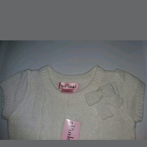 pink angel Girls Sweater Dress Off White Silver - Picture 3 of 8