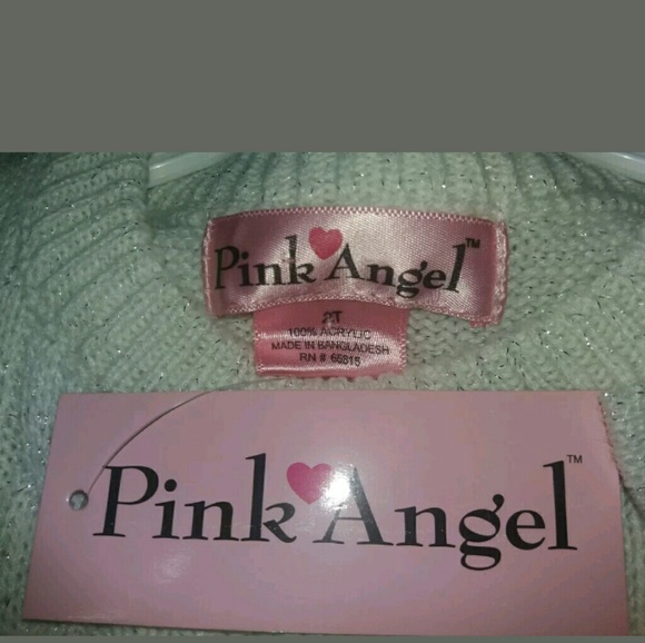 pink angel Girls Sweater Dress Off White Silver - Picture 4 of 8