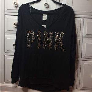 VS PINK long sleeved leopard and black shirt
