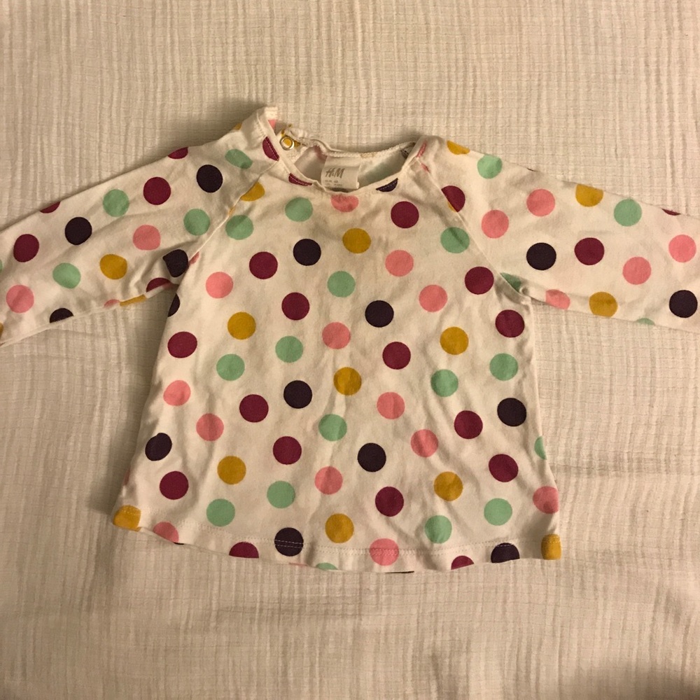 H&M 4-6 month white polkadot tee