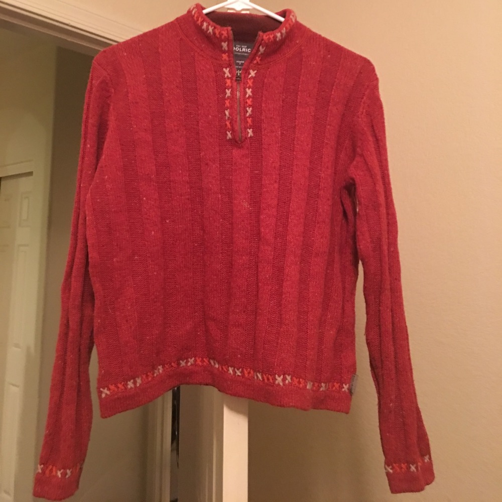 Red/orange zip up sweater