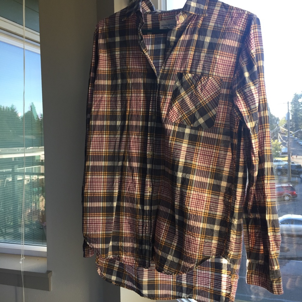 Plaid button down top