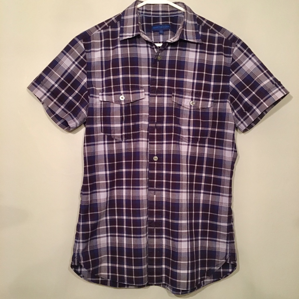 Martin & Osa Blue Plaid Short Sleeve Shirt