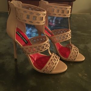 Charles Jourdan Strappy & mesh laser cut sandals