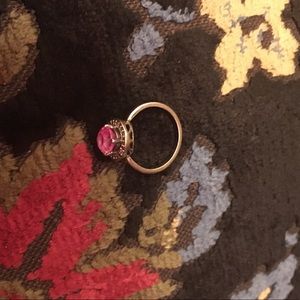 Pink Sapphire Ring with Diamond Halo