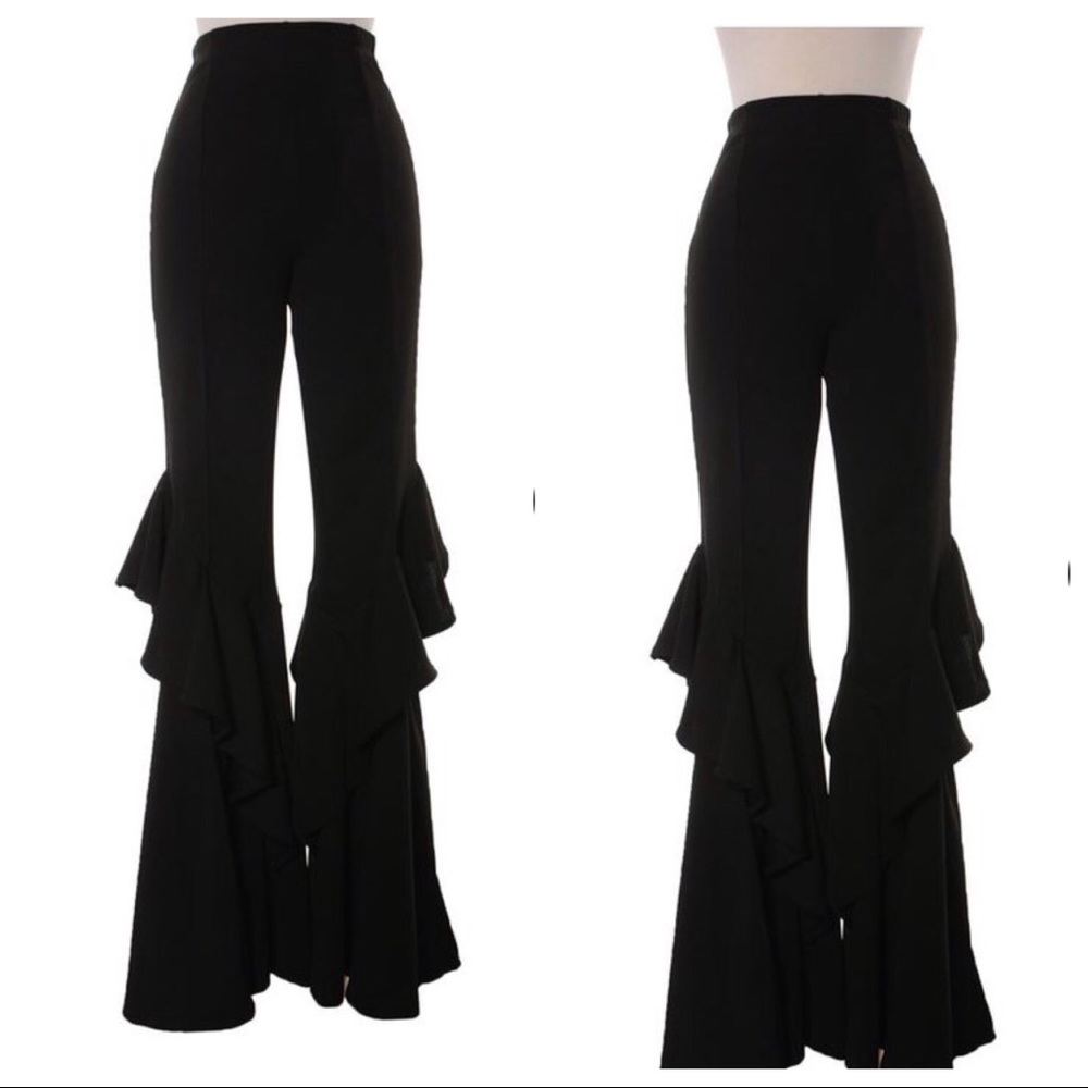 Black Fitted Flare Pants