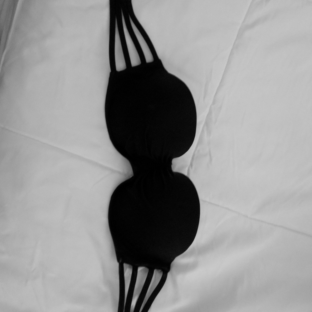 Black bandeau bathing suit top