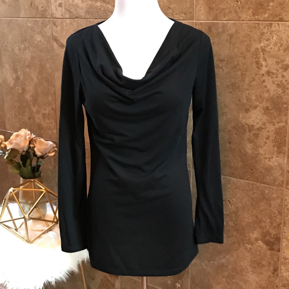 GC Pre-loved, Black, Draped, Long-Sleeved Top Sz M