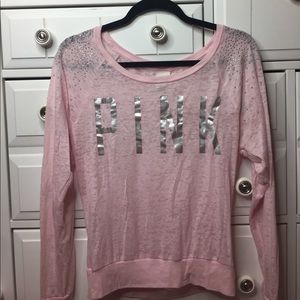 VS PINK pink long sleeved shirt with studs
