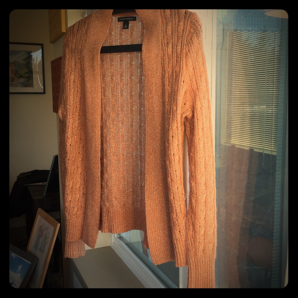 peach Metallic sweater cardigan