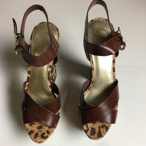 Jessica Simpson leopard platform sandals.