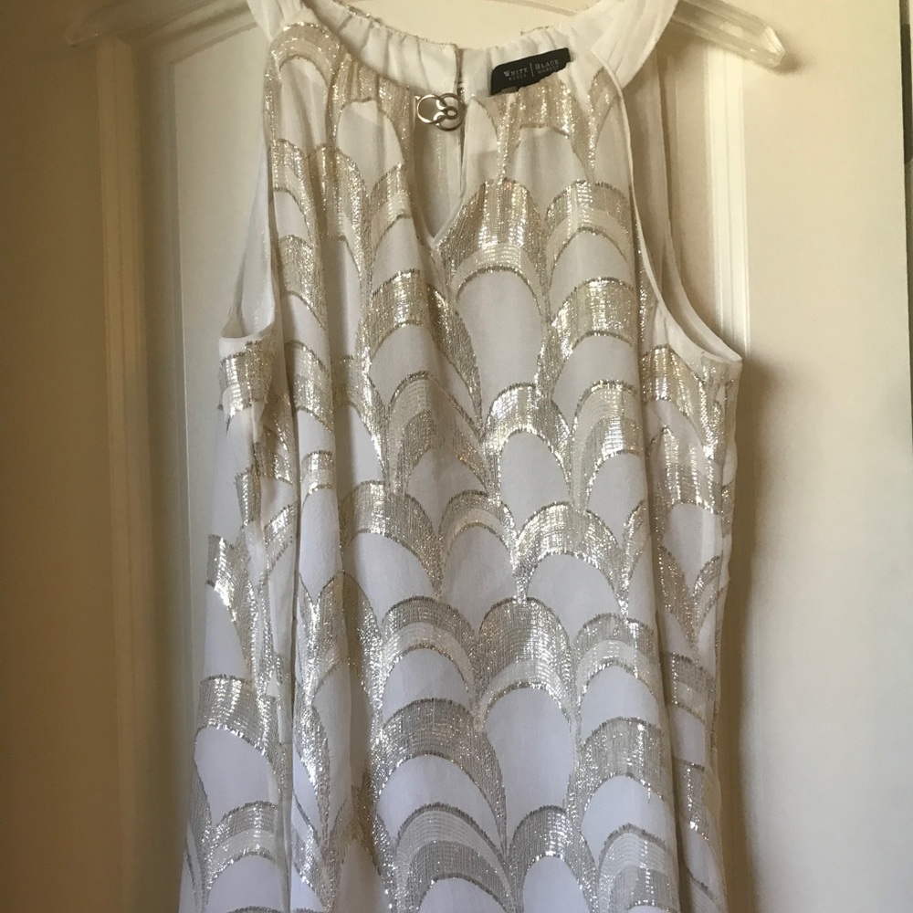 High neck gold silk tank