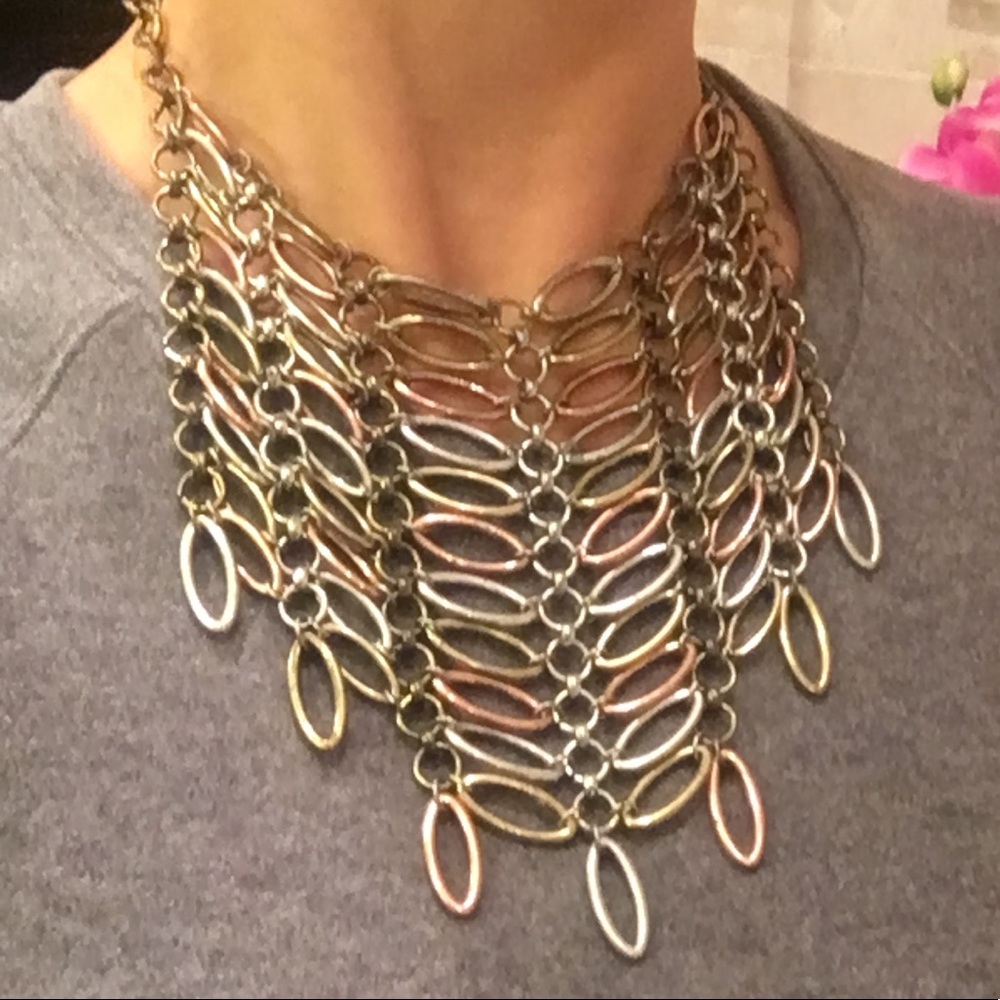 Chainmail look statement necklace