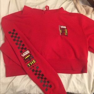 Red Vans off the wall cropped sweatshirt