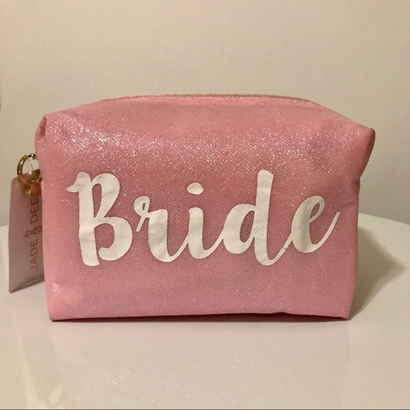 Jade & Deer Handbags - Pink Glitter Bride Cosmetic Bag