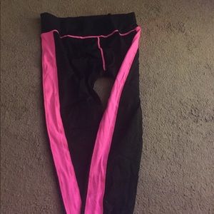 Black and hot pink workout pants