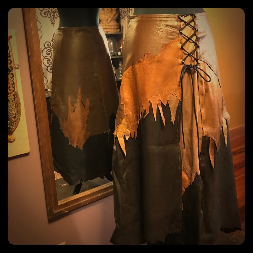 Long leather skirt-handmade