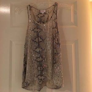 Snake skin sequin racer back tank