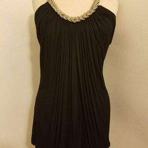 Luii Black XL novelty jewelry neckline halter top