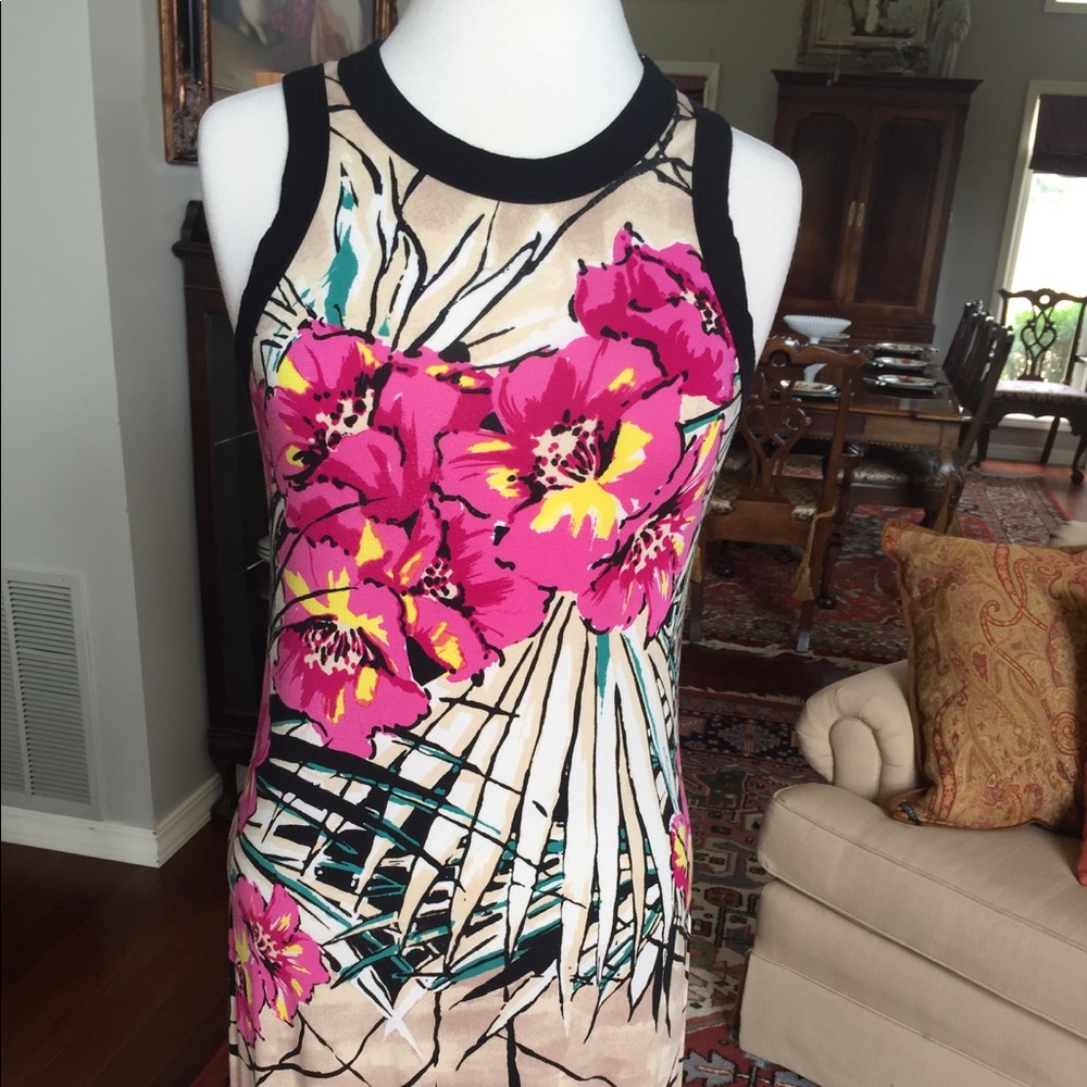 Floor length floral rayon dress
