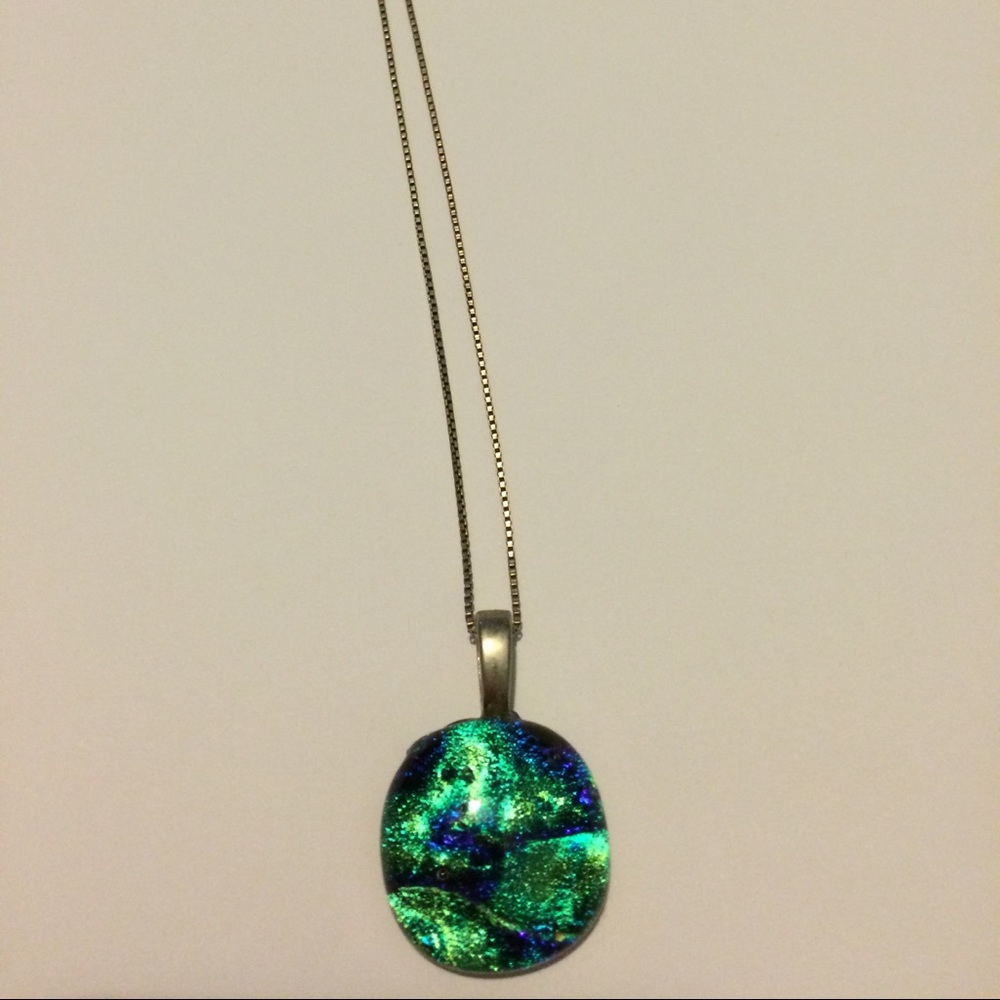 Sterling silver (18k RCP) blue stone necklace