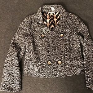 Carven black white chevron double breasted jacket