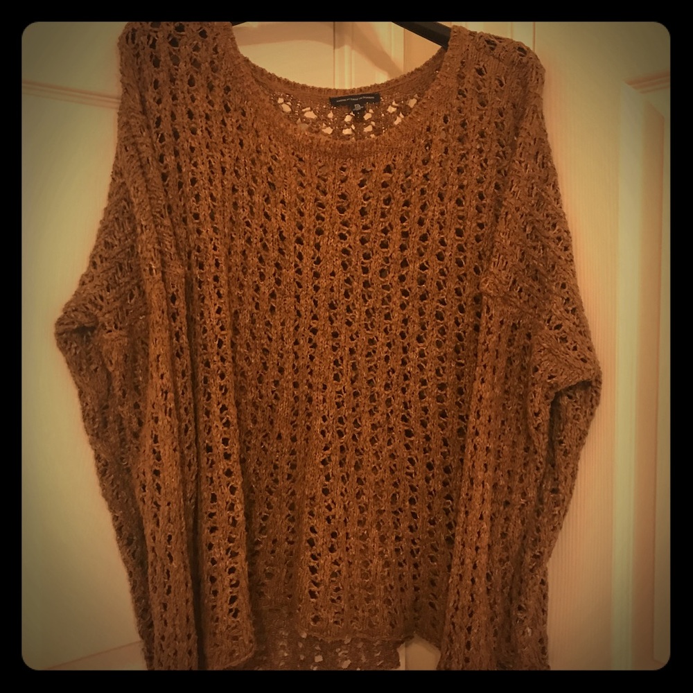 AE Brown Crochet Pullover Slouchy Sweater