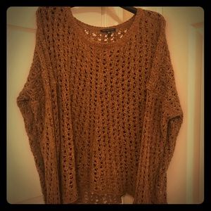 AE Brown Crochet Pullover Slouchy Sweater