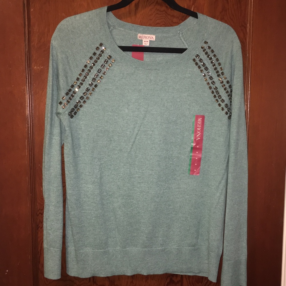 🍁Merona Sweater with Rhinestone Shoulder Detail