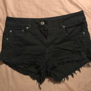 Distressed black denim American Eagle shorts