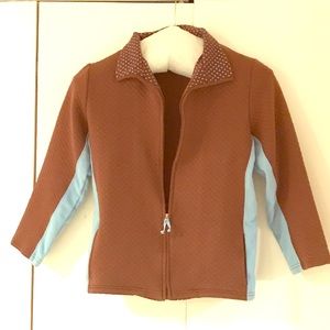 Quilted Brown and Blue Full Zip Fleece Jacket
