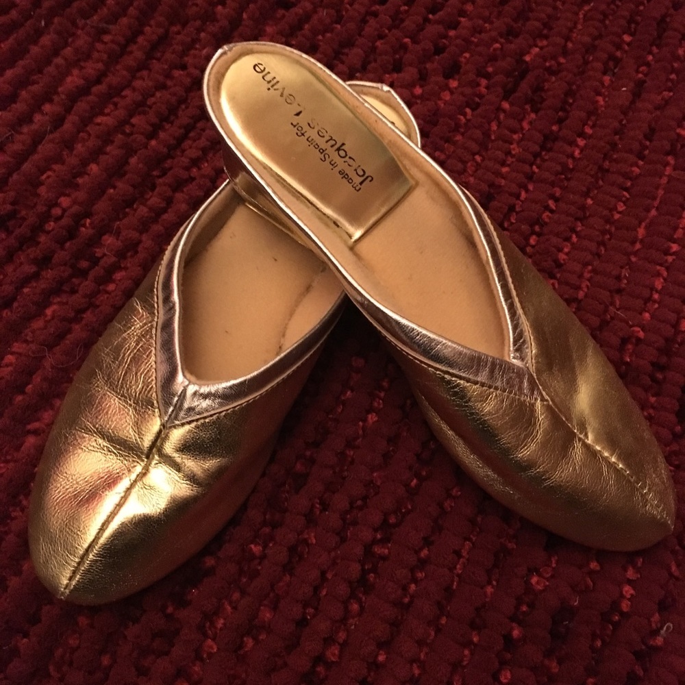 Gold Leather Slippers