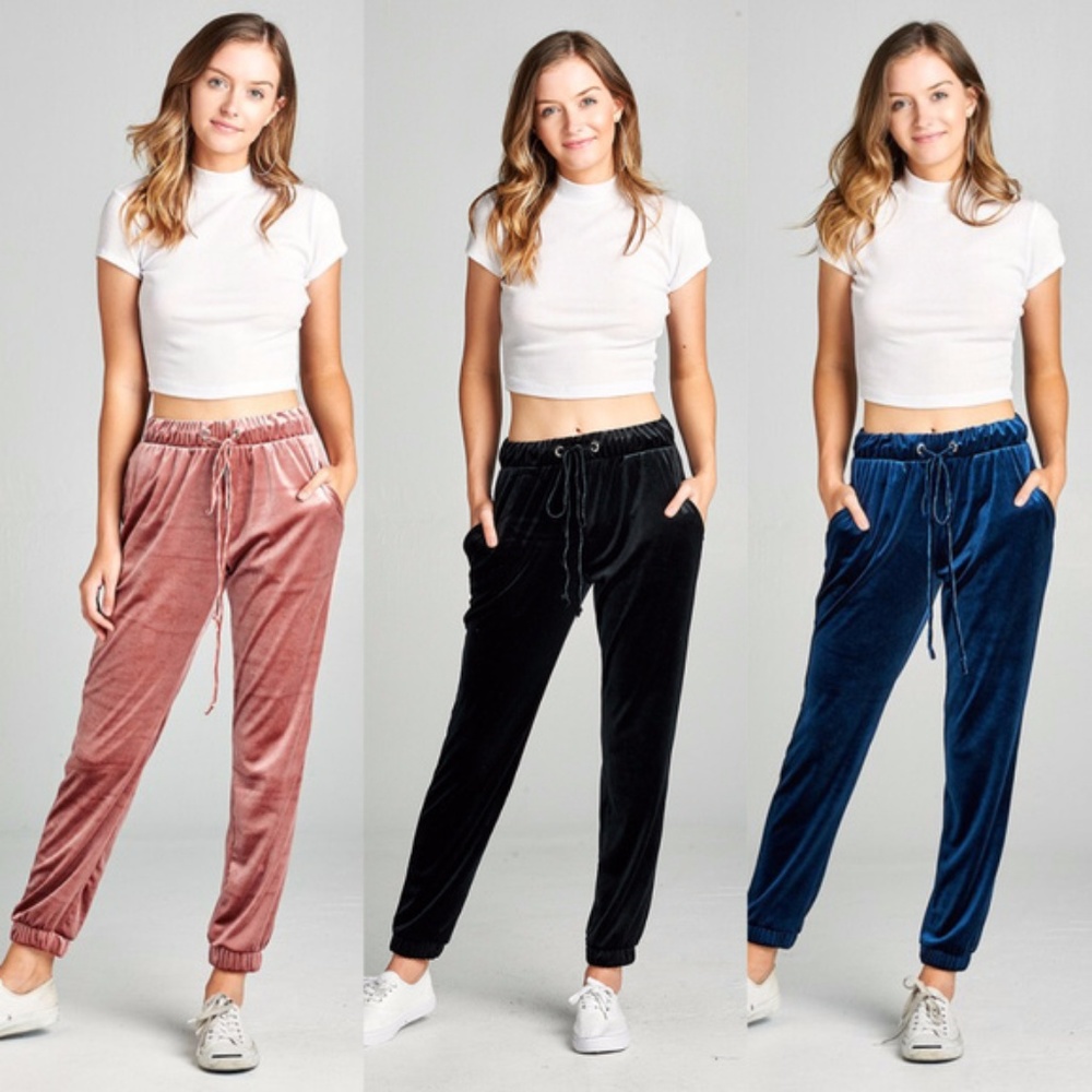 Black Velvet Jogger Pants