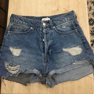 High waisted distressed shorts