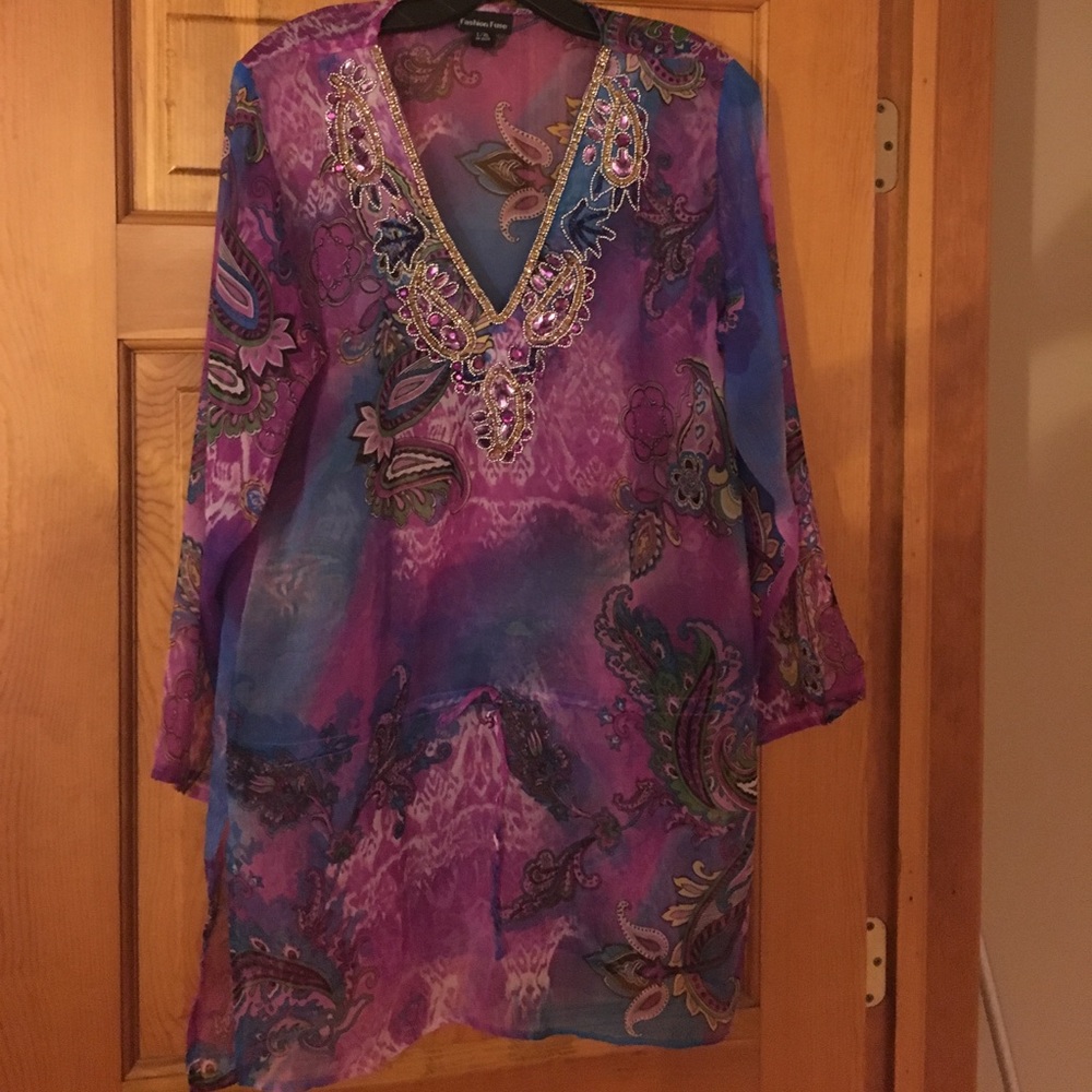 Embroidered beach cover up