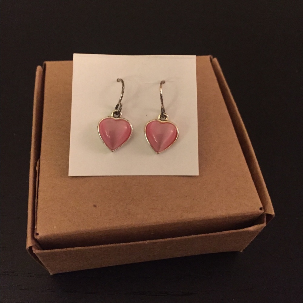 Pink Dangling Heart Earrings