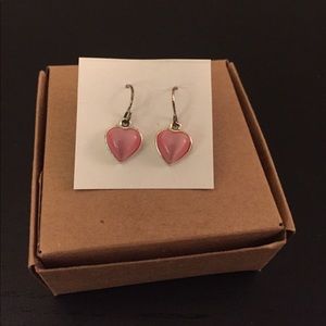 Pink Dangling Heart Earrings