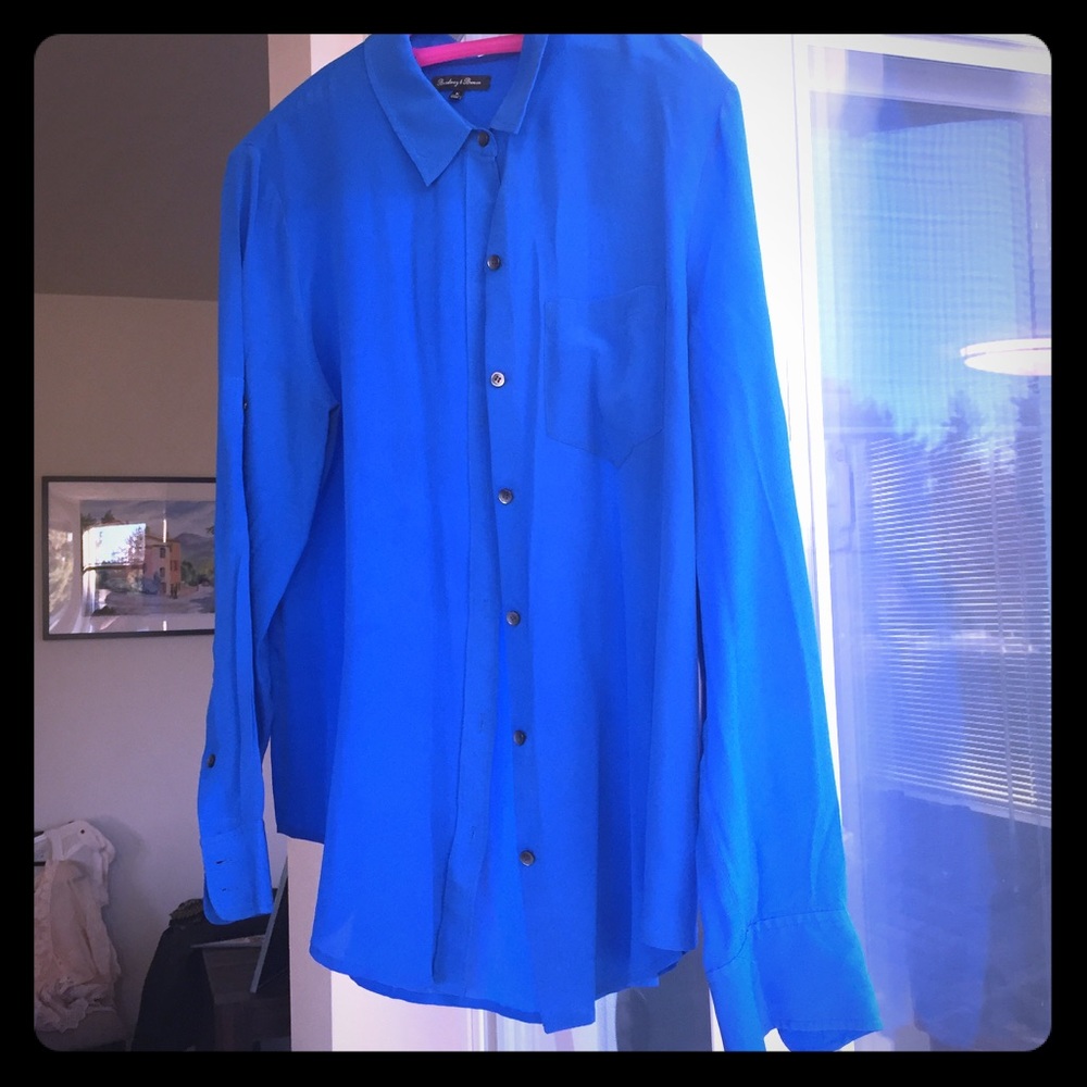 Blue silk button down