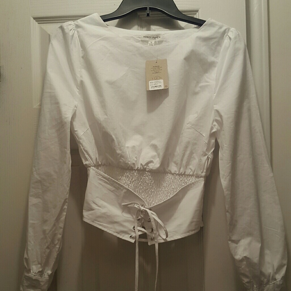 Pitaya white corset detail top