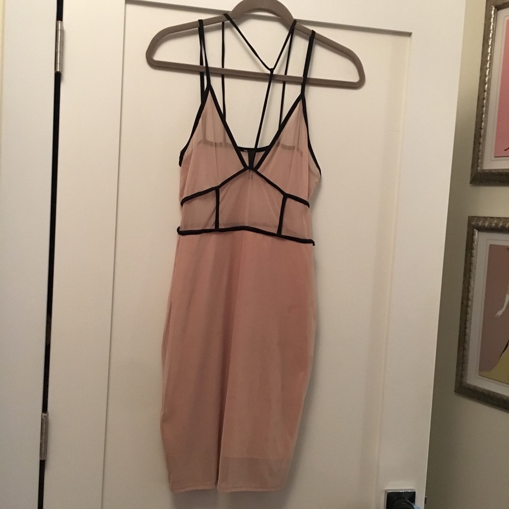 Boutique Mesh Strappy Mini Dress