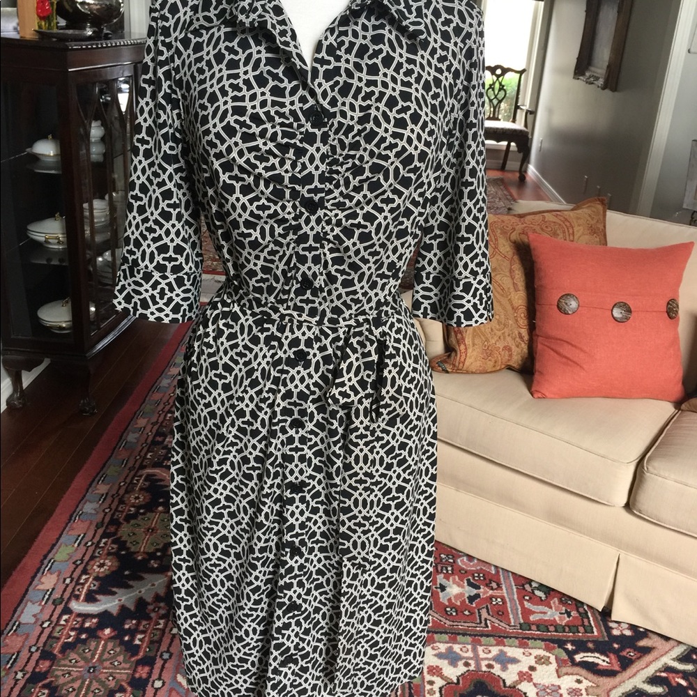 Knee length Laundry polyester dress.  Button front