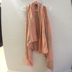 Peach & Taupe Sleeveless Cardigan
