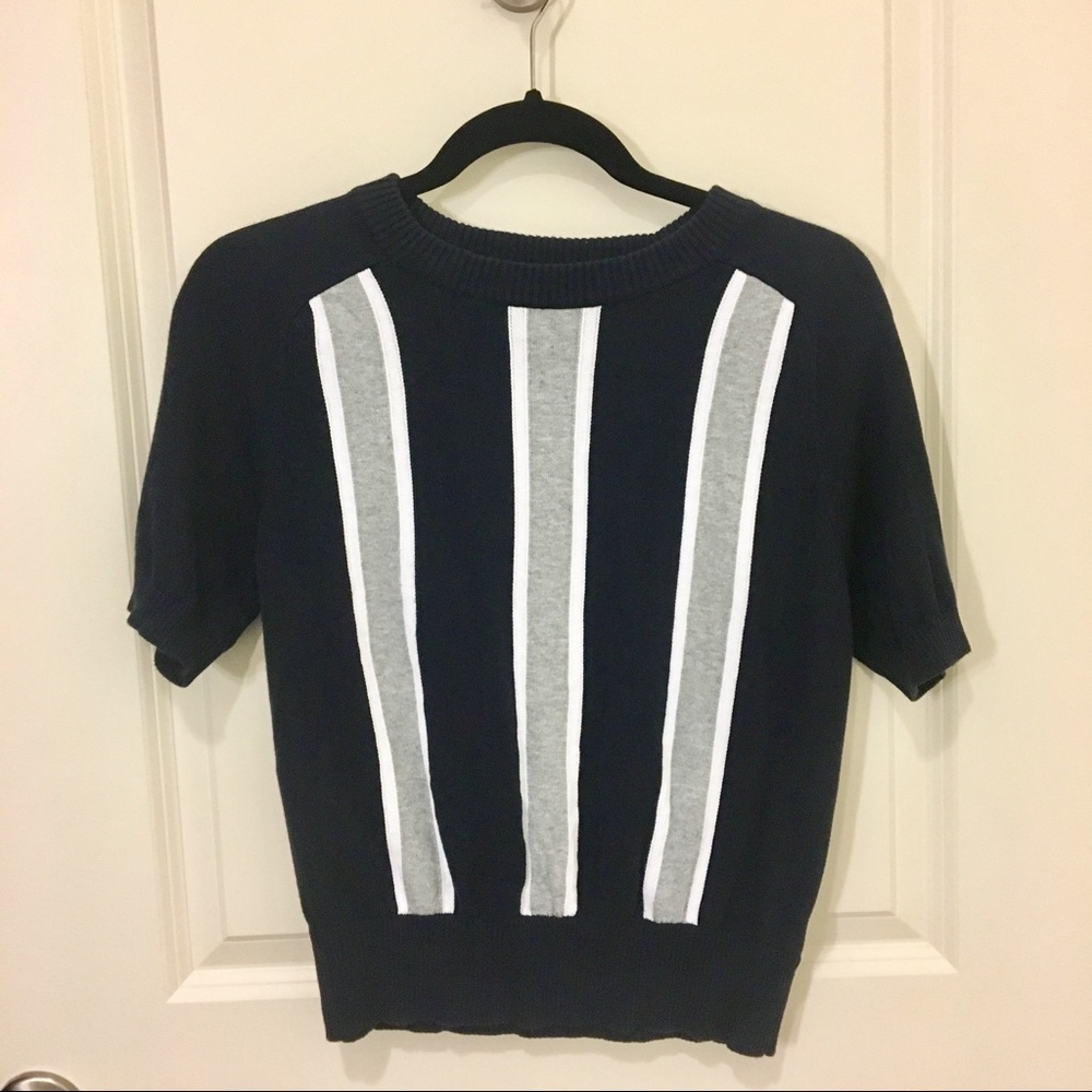 Michael Kors Short Sleeve Color Block Sweater