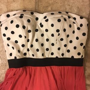 High Low Strapless Polka Dot Dress