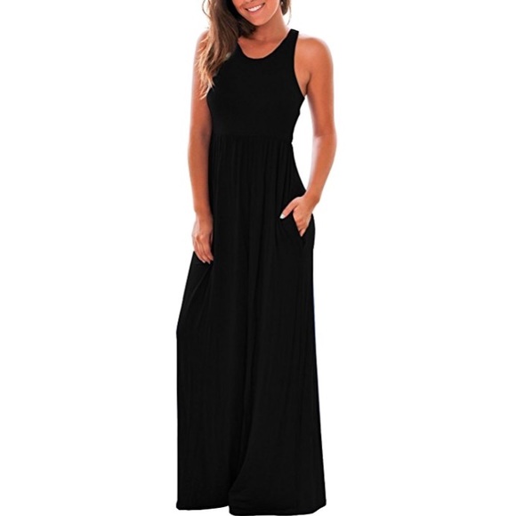 Racerback Maxi Dress - Black - Picture 1 of 4