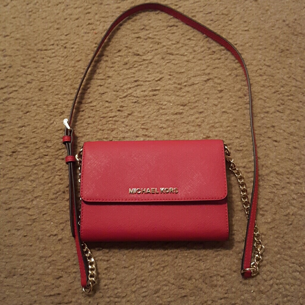 Michael kors red crossbody purse